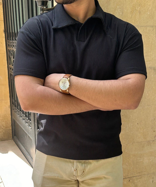 Premium cardonne black relaxed polo