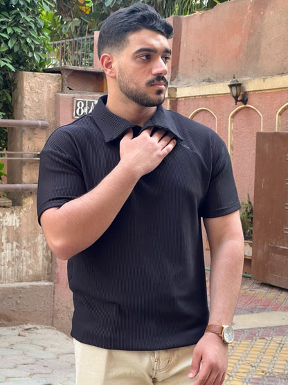 Premium cardonne black relaxed polo