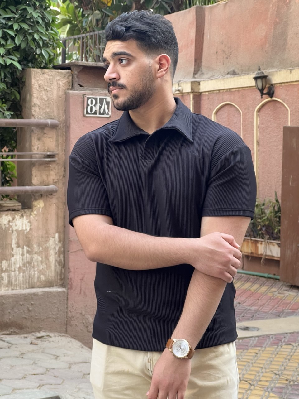 Premium cardonne black relaxed polo