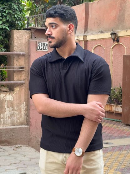 Premium cardonne black relaxed polo