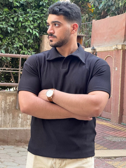 Premium cardonne black relaxed polo