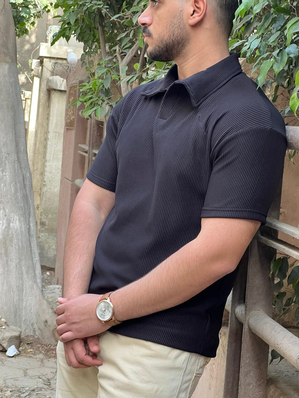 Premium cardonne black relaxed polo