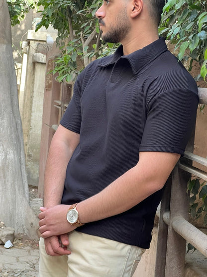 Premium cardonne black relaxed polo