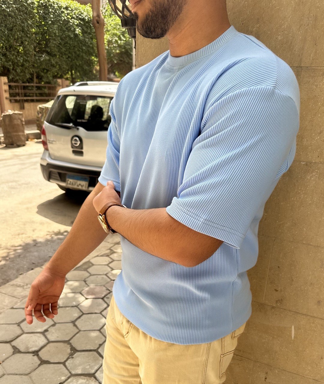 Premium cardonne baby blue oversize round