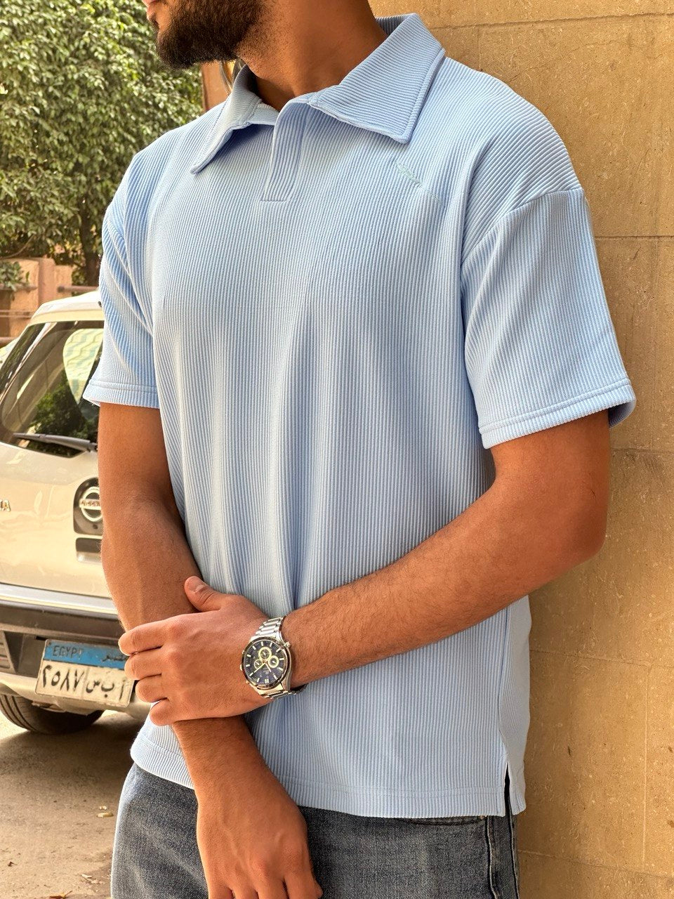 premium cardonne baby blue relaxed polo