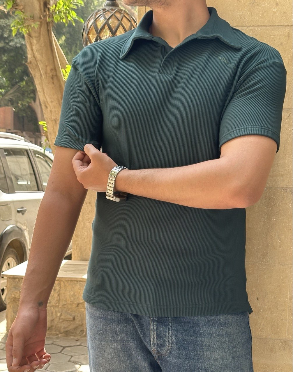 premium cardonne olive green relaxed polo
