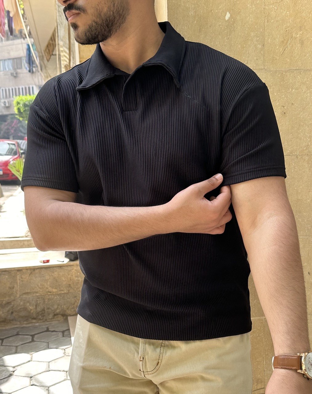 Premium cardonne black relaxed polo
