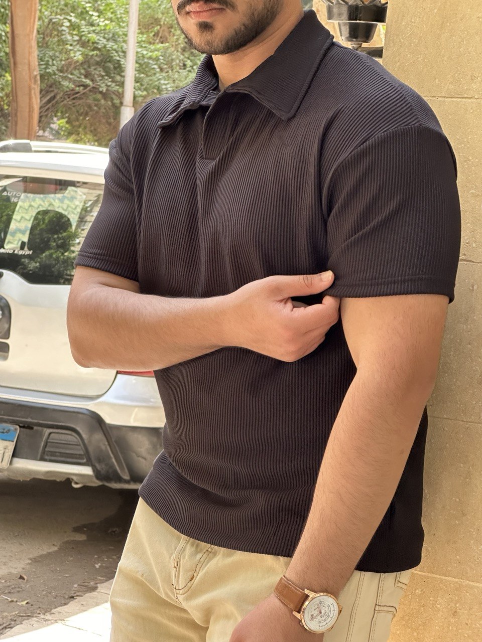 Premium cardonne black relaxed polo
