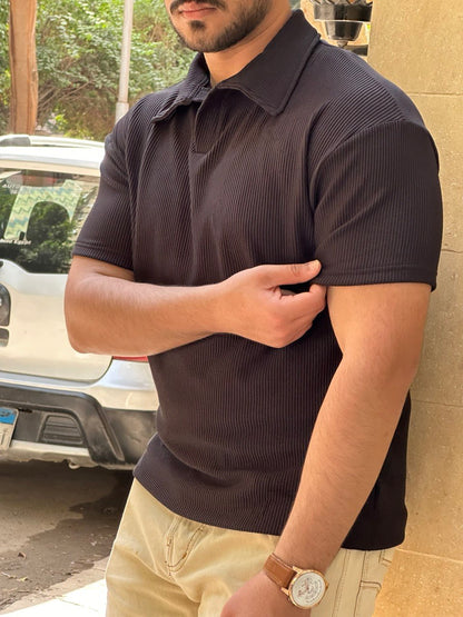 Premium cardonne black relaxed polo