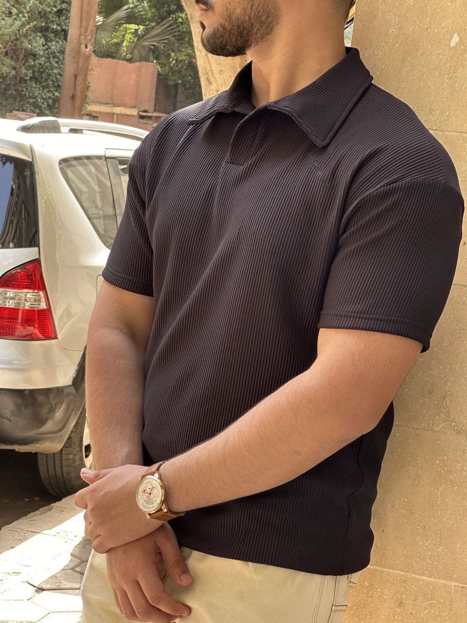 Premium cardonne black relaxed polo